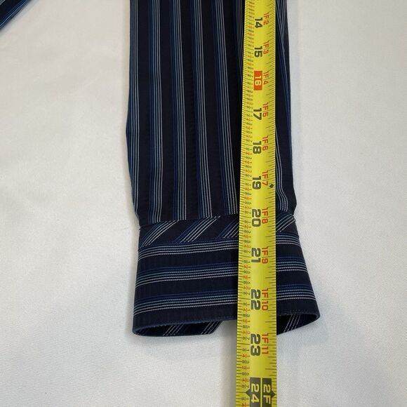 Zagiri Mens Blue Striped Flip Cuff Long Sleeve Button Up Cotton L - Picture 12 of 15